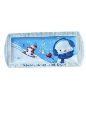 St. Nicholas Square Let It Snow Snowman Holiday Serving Platter 13.5” New